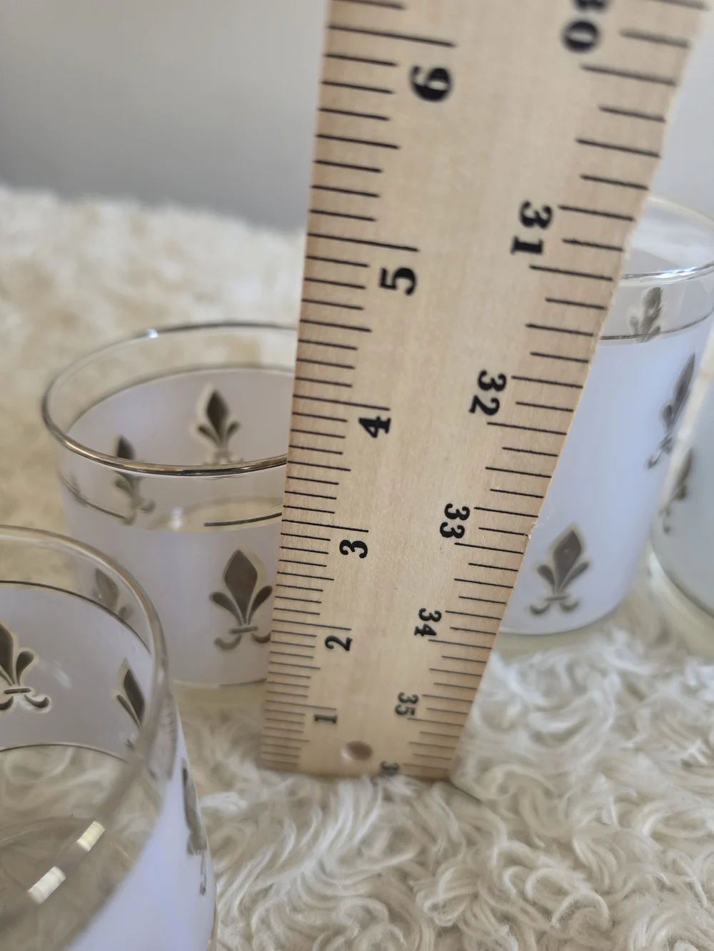 Vintage Libbey Frosted Glass Tumblers Set of 4 Fleur De Lis Pattern